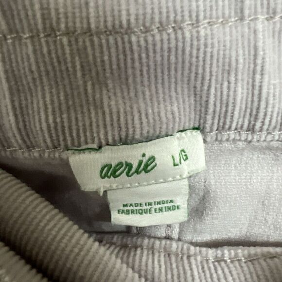 EUC Aerie OG Mini Skirt Light Grey Corduroy Size Large Button Front Cute - Picture 3 of 6